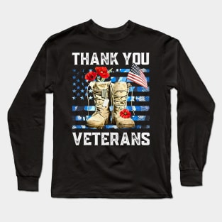 Thank You Veterans Soldier Boots U.S Veteran Memorial Day Long Sleeve T-Shirt